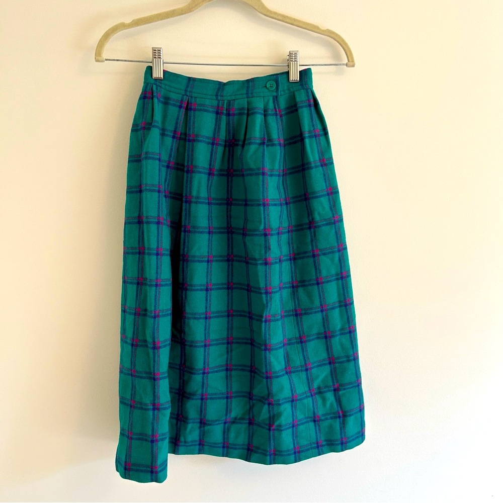 Authentic Vintage Pendleton green purple Plaid size 4 midi pencil skirt VGUC!